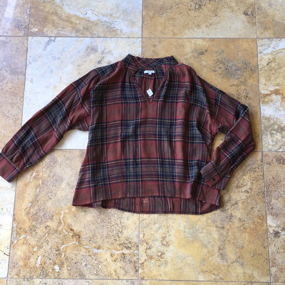Madewell Highroad Plaid Popover Top Size Small NWT - Picture 3 of 7